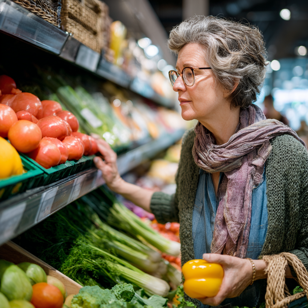 Жінка обирає продукти для корисного меню